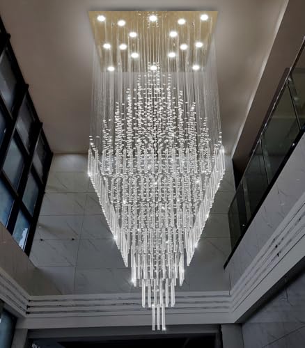 W40 x H120 Glam Chandelier with LED Bulbs Square Chandeliers (Gold / Square W40" X H118")