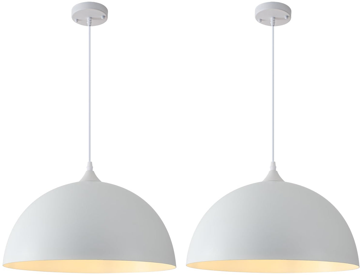 White Pendant Lights Kitchen Island (White+White / 16"x2)