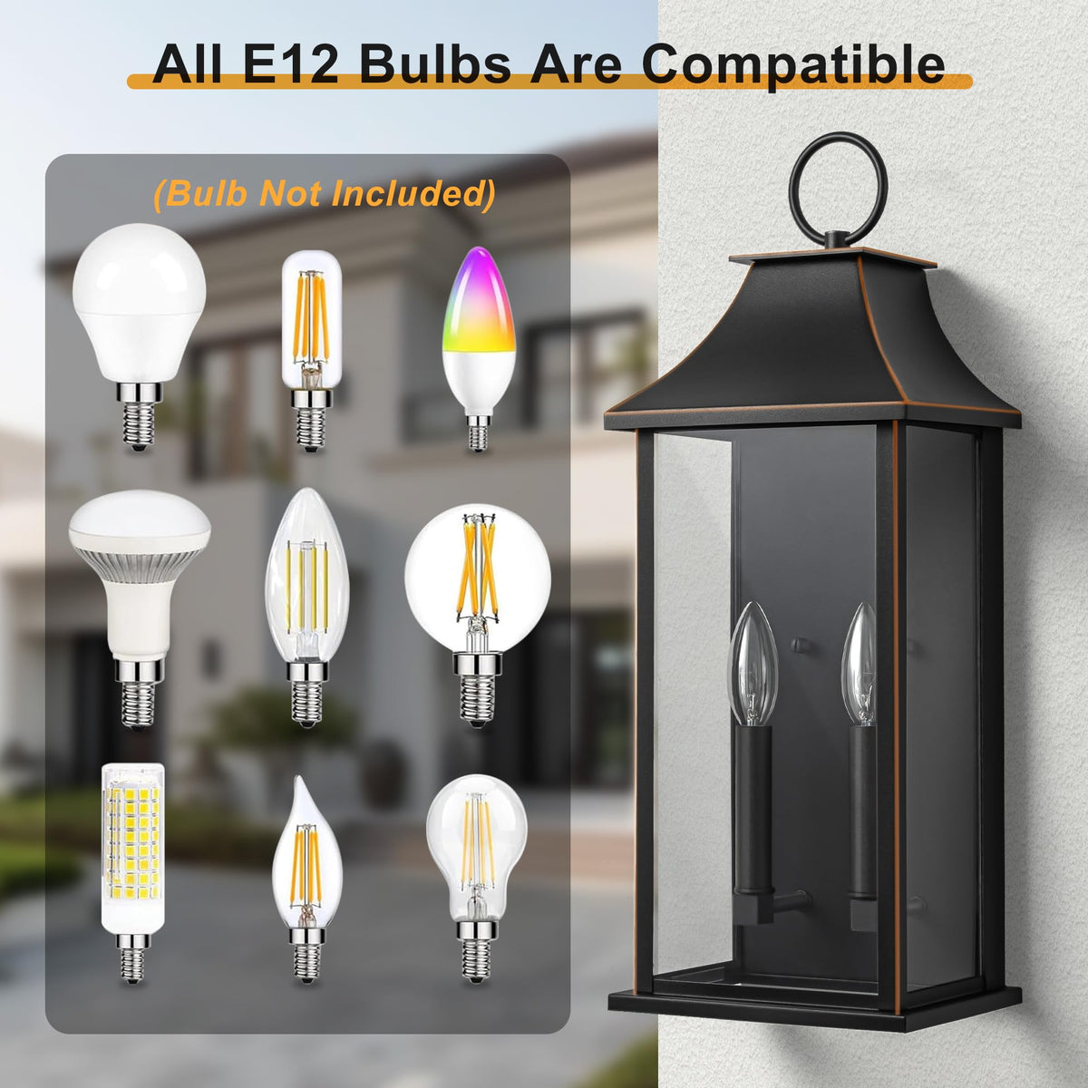 Dusk to Dawn Outdoor Wall Light (Black(with Brown Trim) / 20.6 inch)