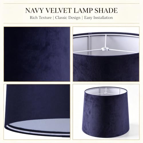 Blue Velvet Lamp Shades Set of 2 (Blue-Velvet / 11×13×10 IN-2 PCS)
