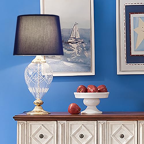 Charming Blue Lamp Shade Medium Drum (11"×13"×10"-1 Pc / Blue Natural Faux Silk)