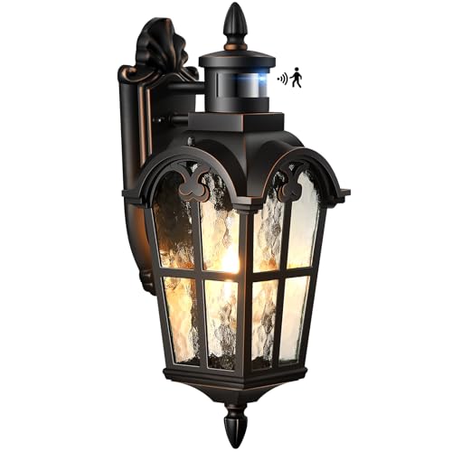 Motion Sensor Outdoor Lights (Black(Gold Trim) / 1-pack)