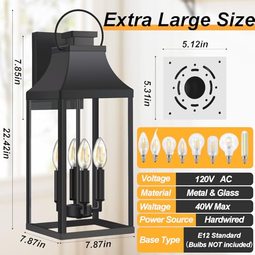 22 Inch Outdoor Wall Sconce (No Sensor / 22 Inch)