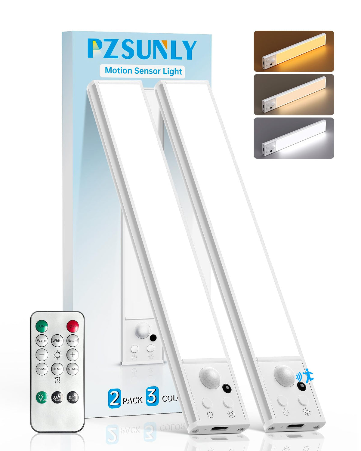 Under Cabinet Lighting Wireless (White - 8inch - 2 Pack)