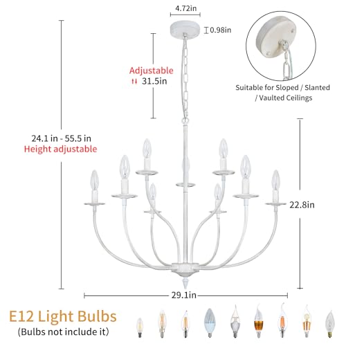 French Country Chandelier (White / 9 Light)