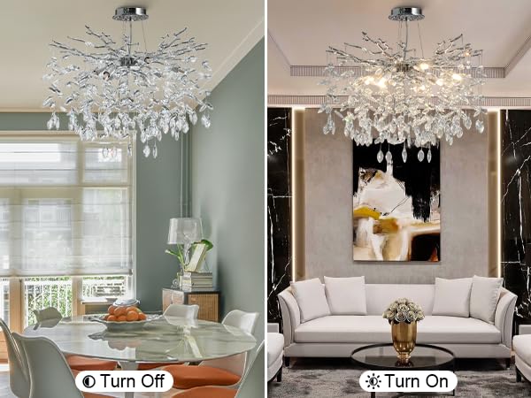 23.6" Silver Crystal Chandelier (Silver / Round-D23.6")