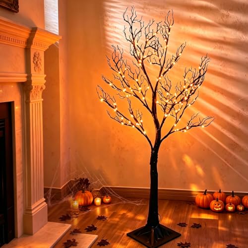 Halloween Tree Lights 150 Orange LED 4FT Plug in