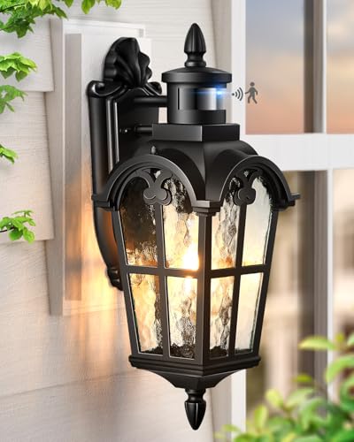Motion Sensor Porch Light Outdoor (Black / 1-pack)