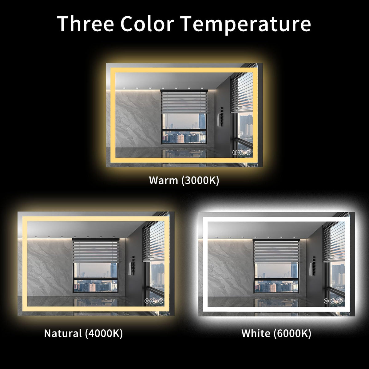 40"X32" LED Bathroom Mirror with Lights (Led / 32"L x 40"W)