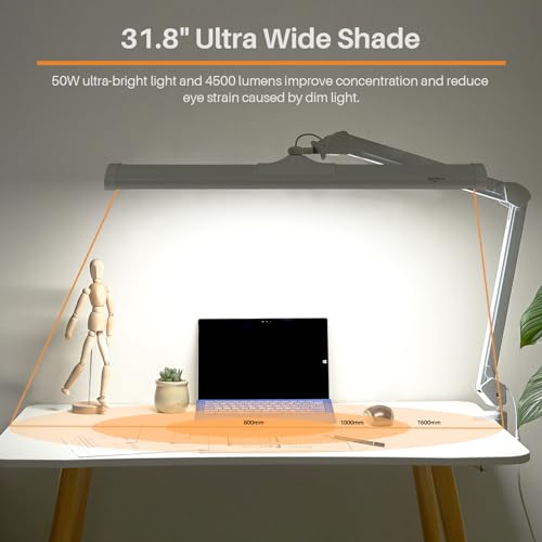 32 Inch LED Architect Desk Lamp with Clamp (White / CCT)