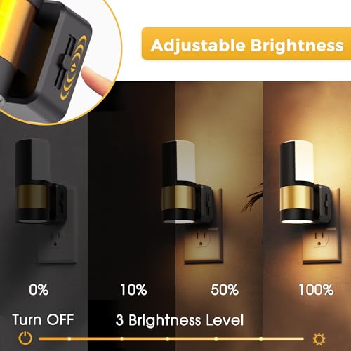 Night Lights Plug into Wall with Dusk to Dawn Sensor (Black Gold)
