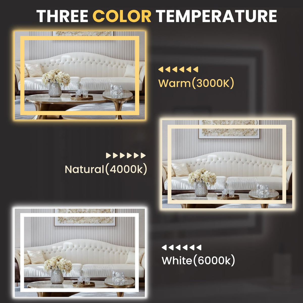 40"X28" LED Bathroom Mirror with Lights (Led / 40"L x 28"W)