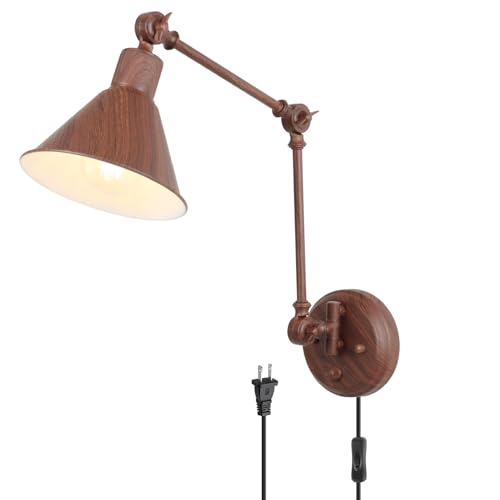 Wall Sconce Plug in (Walnut color / 1 Pack- (Switch))