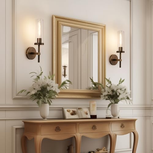 15" Knurled‑Craft Hardwired Bronze Wall Sconce (Bronze-Clear Tube / 15″-2 Pack)