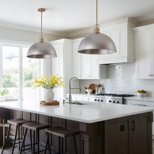 17.7 in Large Dome Pendant Light (Antique Silver / 17.7 Inch)