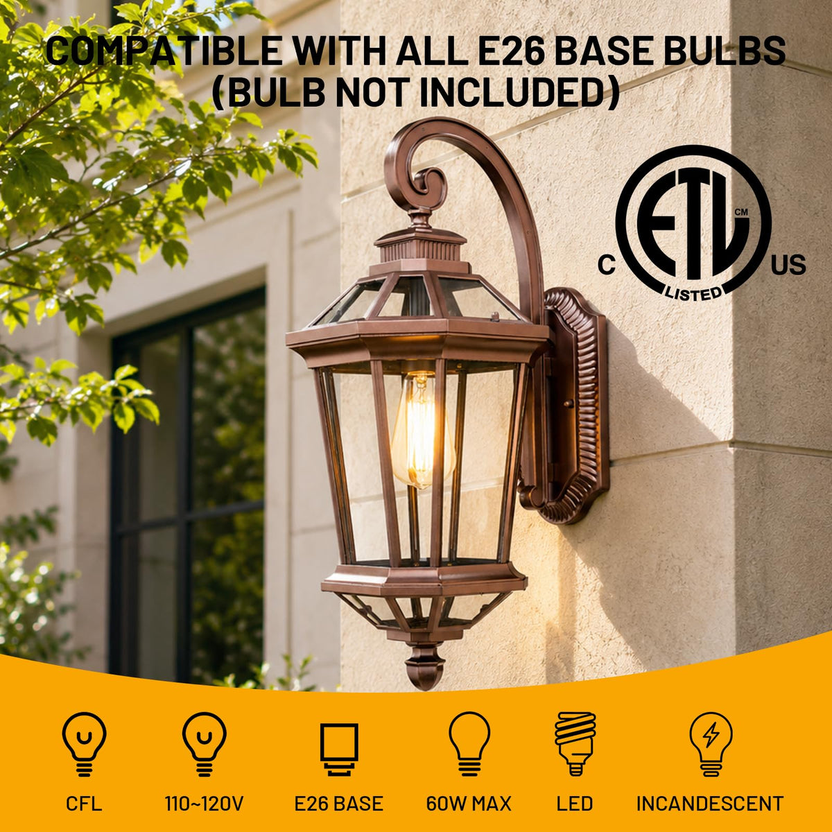 Large Outdoor Wall Lights Exterior Lighting Fixtures Porch Light (Oil-Rubbed Bronze / Large)