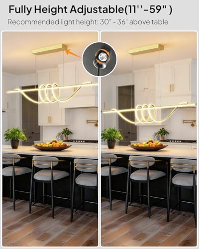 57in Dining Table Light Fixture (Gold / 57in)