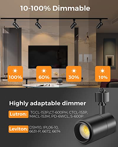 3 Color Zoomable 20W LED Track Lighting Heads H Type (Black)