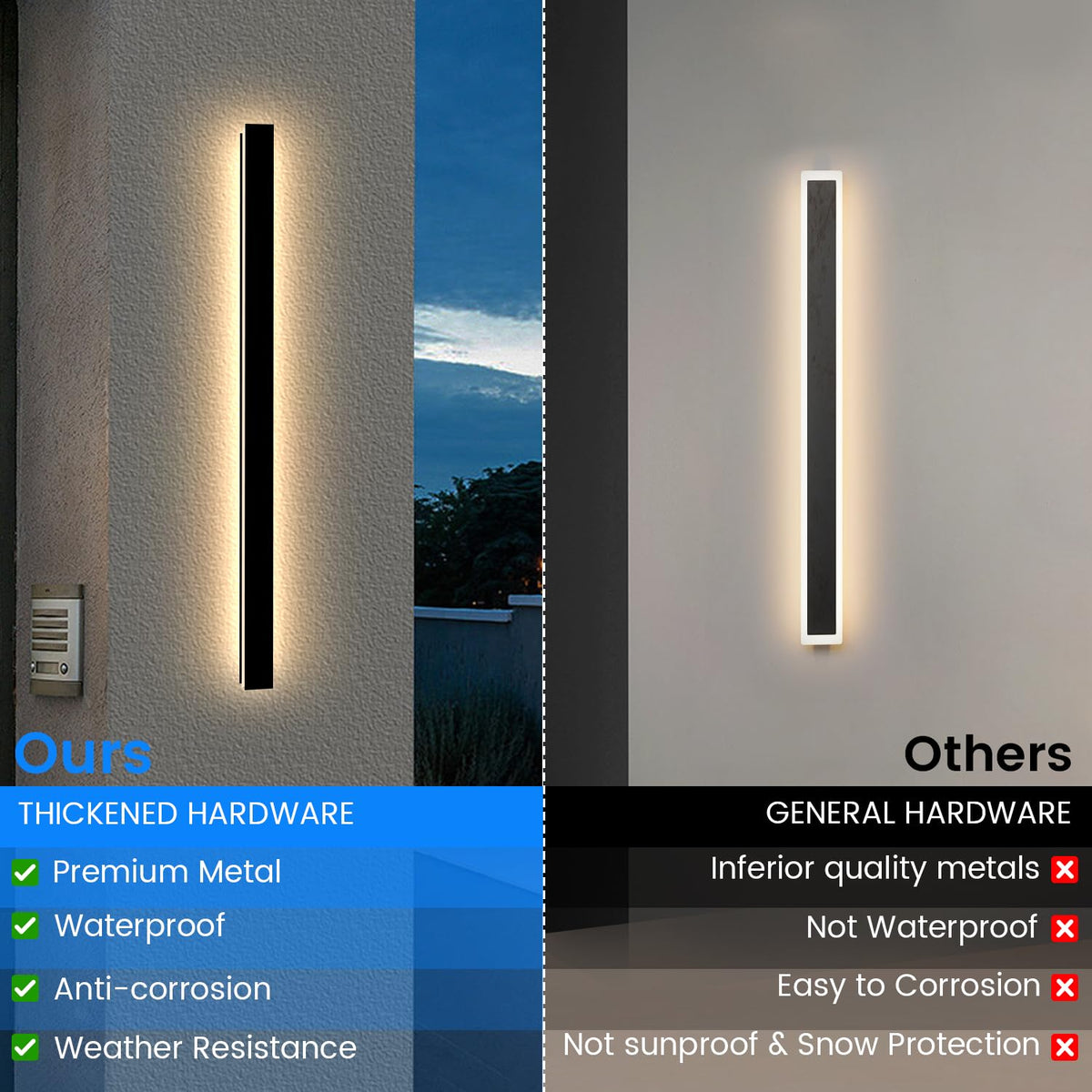 Outdoor Wall Lights for House (3000K Warm Light / 1pack-92.5Inch*2inch)