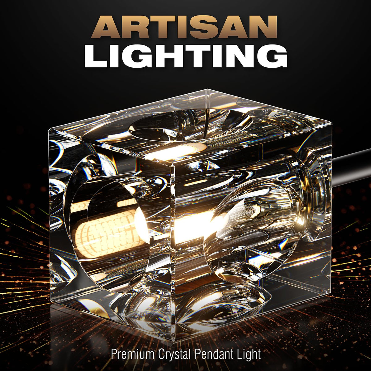 Crystal Sputnik Ceiling Light Fixture (Black+Gold(17lights) / 46.4inch)