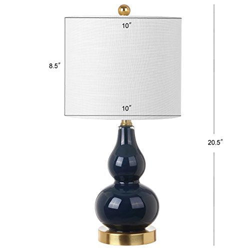 Anya Gourd Glass Table Lamp 20.5" (Set of 2 / Navy)