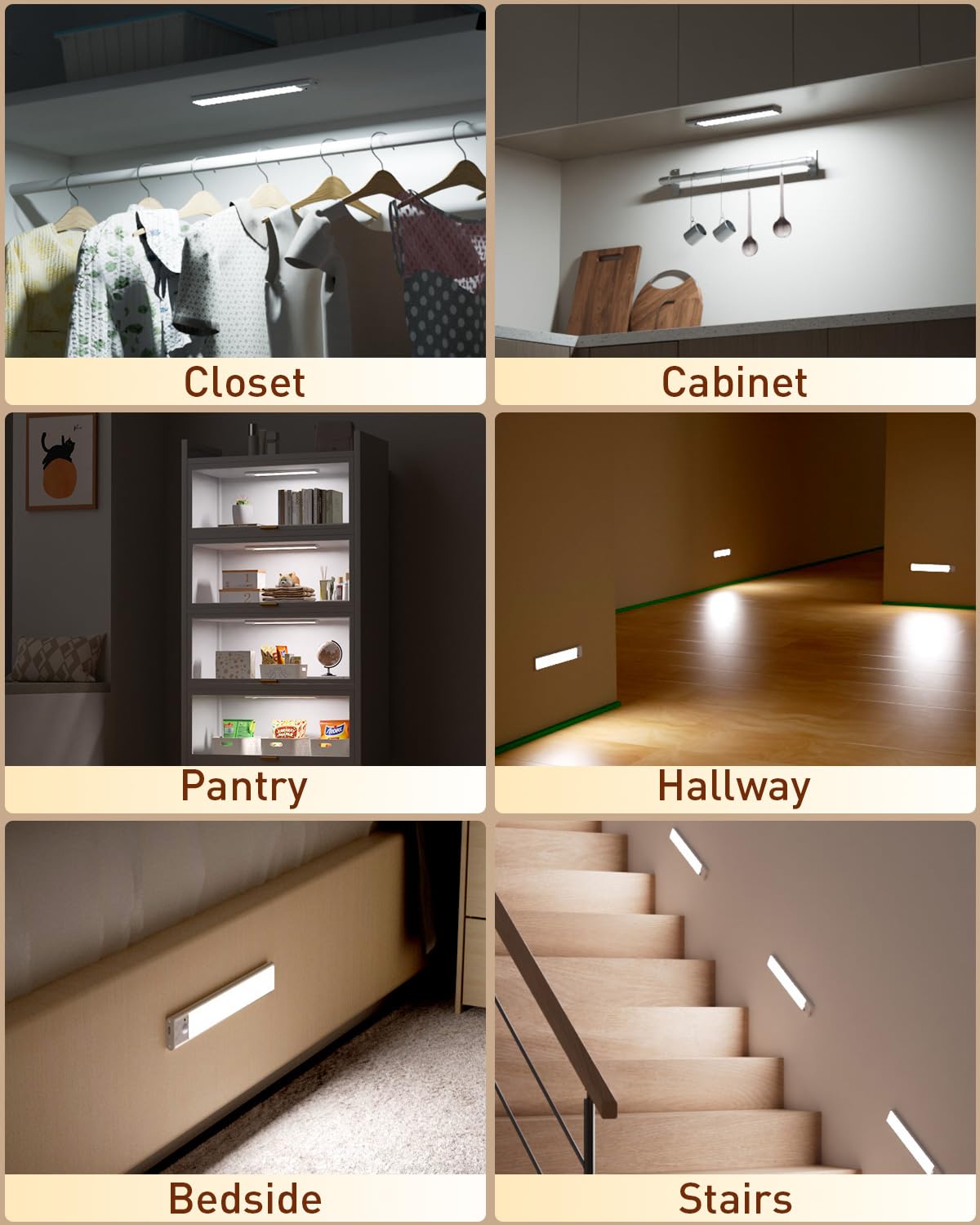 LED Closet Light Rechargeable Under Cabinet Lighting (1 Pack)