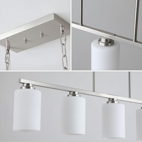 Island Light for Kitchen (Brushed Nickel / 5 Light + Milk Glass)