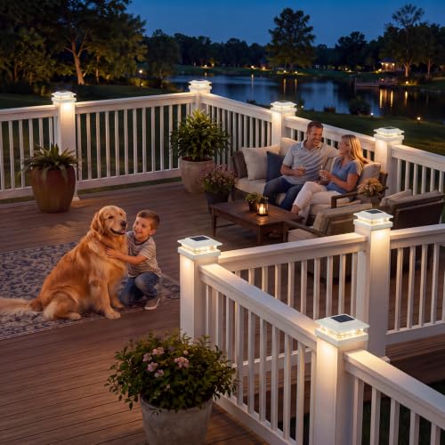 4Pack Solar Post Cap Lights (White / 4 Pack)