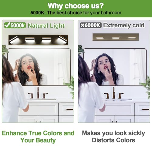 360° Rotate LED Bathroom Vanity Light Fixtures (Oil Rubbed Bronze, Natural White / 4-Light, 27-Inch)