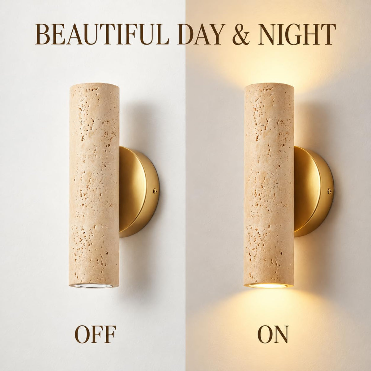 Natural Yellow Travertine Wall Sconces (Natural Yellow Travertine / 2 Pack)