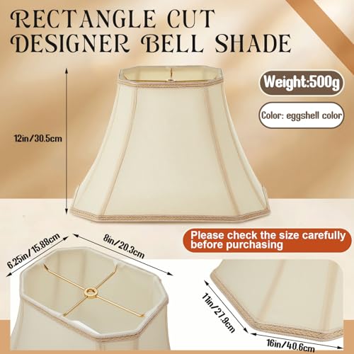 Set of 2 Bell Lamp Shade 6.25"x8" Top 11"x16" Bottom 12" High (6.25" x 8" Top 11" x 16" Bottom 12" High / Beige)