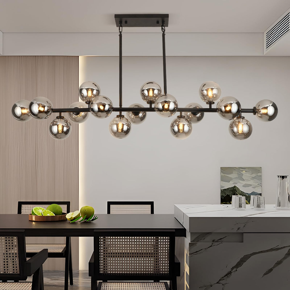 Mid Century Modern Chandelier 55in Island Pendant Light (55 inches / Black+Gray)