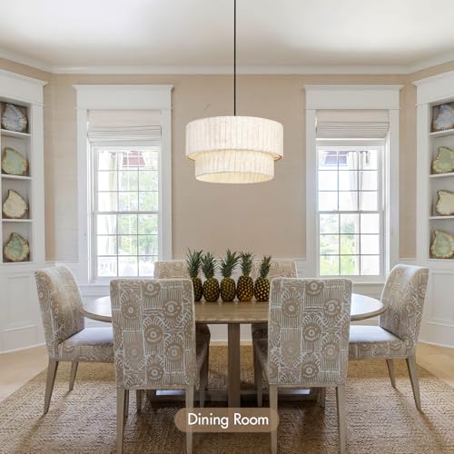 18" Modern Double Drum Fabric Pendant Light