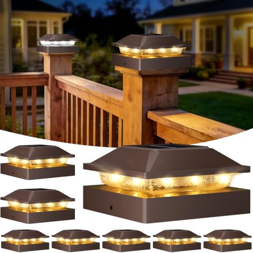 4x4 Solar Post Cap Lights 8 Pack (Brown / 8 Packs)