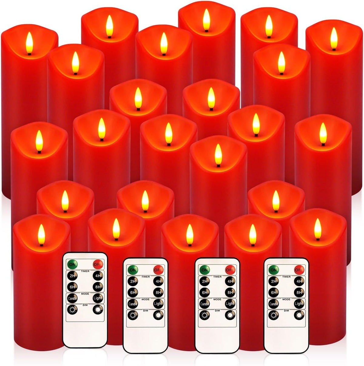 Christmas Flickering Flameless Candles - 24 Pack, Red