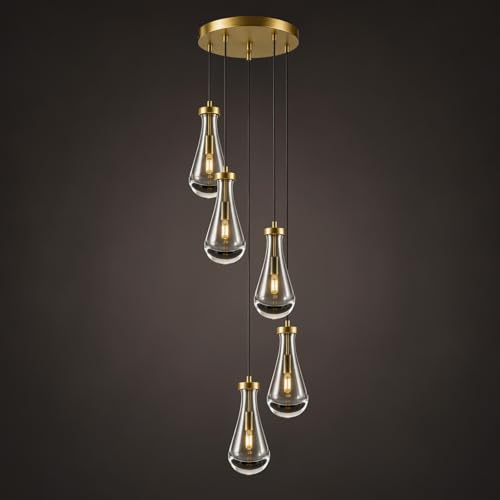 Raindrop Pendant Light Fixtures of 5 Lights (Gold / 5 Head)