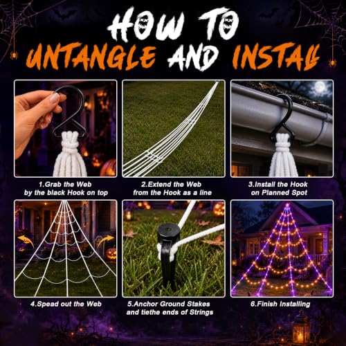 Halloween Spider Web Light Decorations