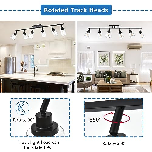 Ceiling Track Lighting Kits with Flexibly Rotatable Light Head (Black / 6-Light)
