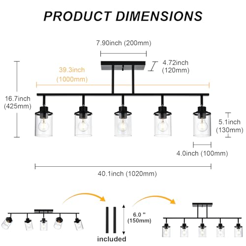5 Light Kitchen Track Light Fixtures Ceiling Vanity Lights Black (Black / 5 Light)