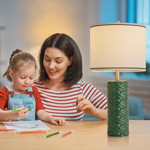 27" Farmhouse Table Lamp Set of 2 for Living Room Bedroom (Green / 27")