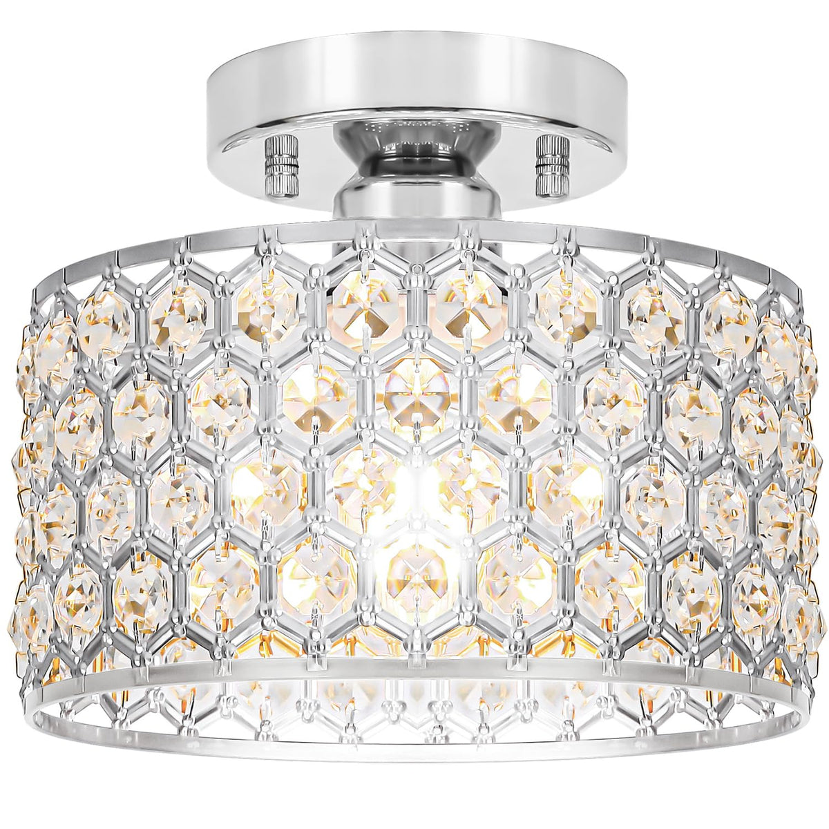 Chrome Crystal Ceiling Light Fixture (9in - 1 light - B / Chrome)
