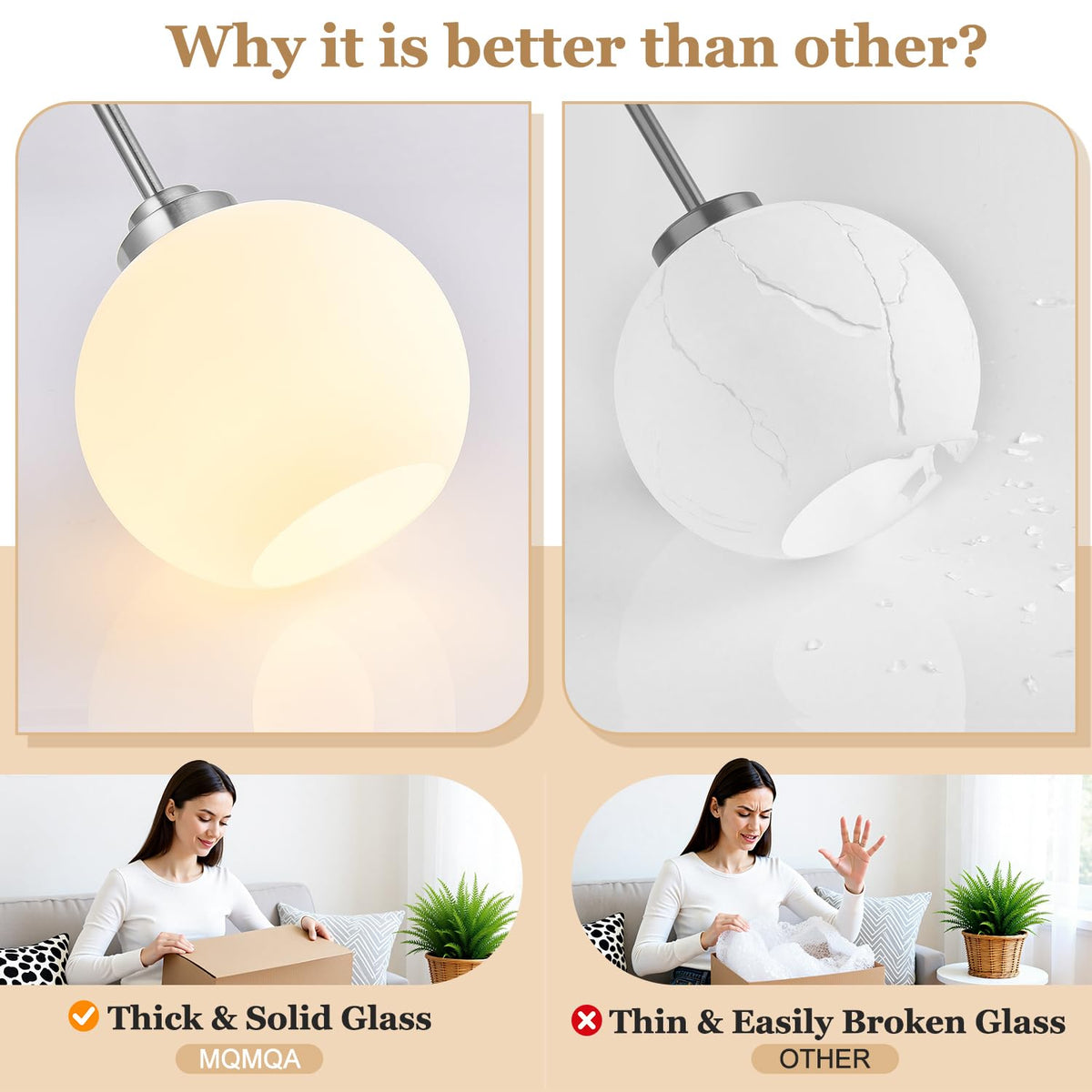 2 Pack Modern Globe Pendant Lights Kitchen Island Milk Glass (Brushed Nickel + Milky White Glass 2 Pack)