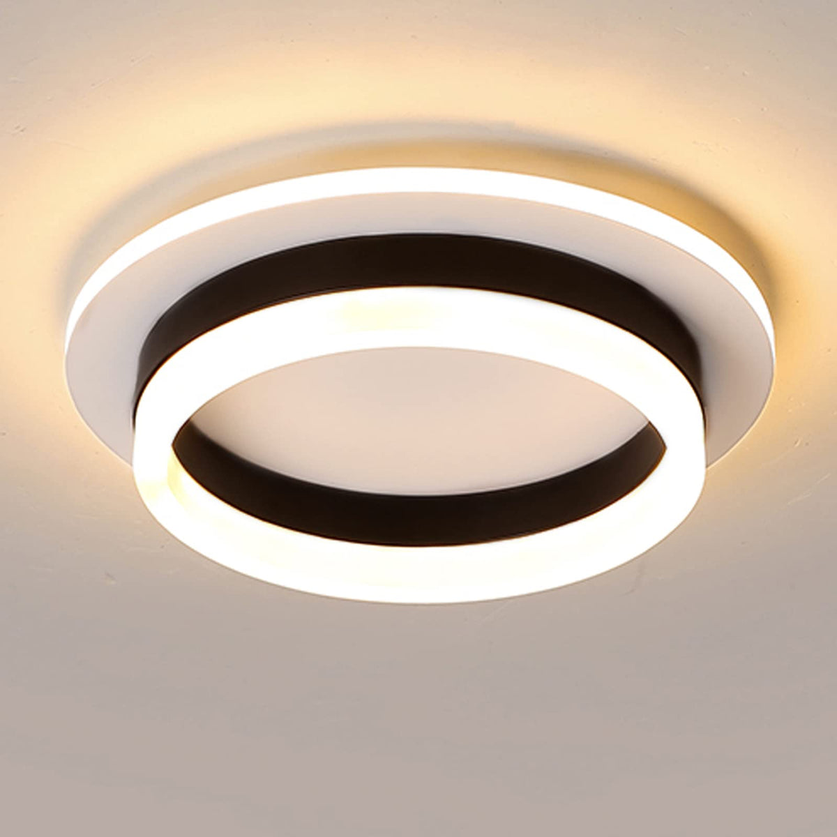 Round Modern LED Flush Mount Ceiling Lamp (Black,3000K)