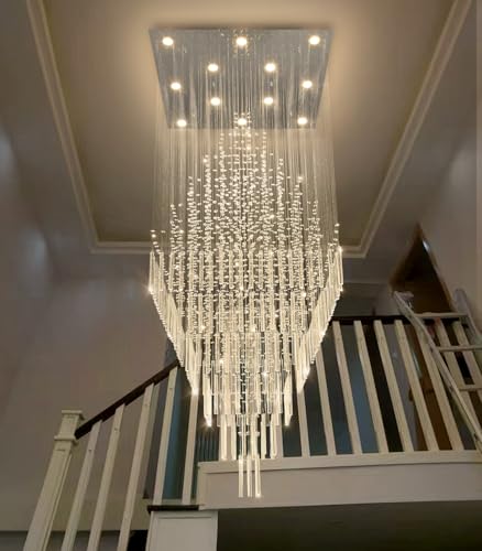 W32 x H120 Glam Chandelier with LED Bulbs Square Chandeliers (Silver / Square W32" X H118")