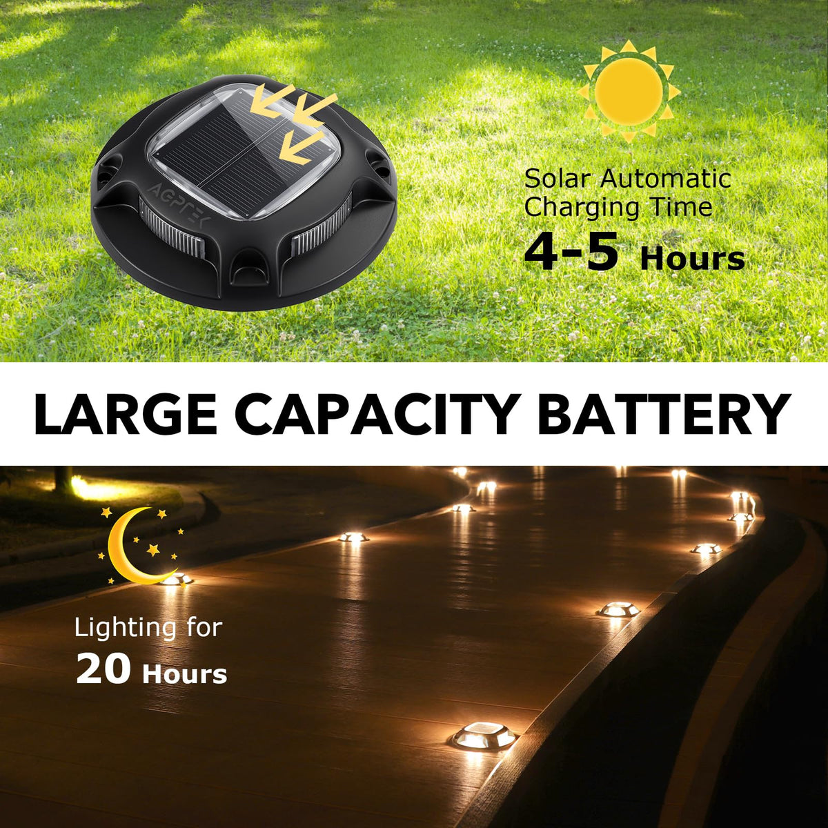 Solar Driveway Light Outdoor 1 Pack (Warm White & Cool White, Black / 1 Pack)
