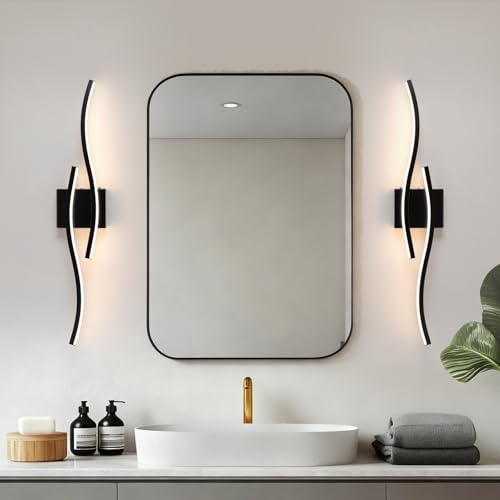 Black Curved Bathroom Vanity Light Fixture Over Mirror (Black / 31.5INCH)