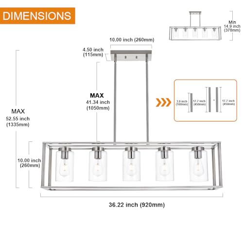Contemporary Chandeliers Brushed Nickel 5 Light Modern Dining Room Lighting Fixtures Hanging (Brushed Nickel / 5 Light)