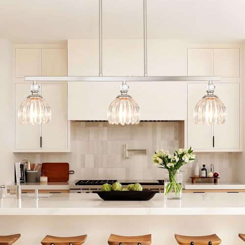 Brushed Nickel Island Light for Kitchen (3-Light / Nickel)
