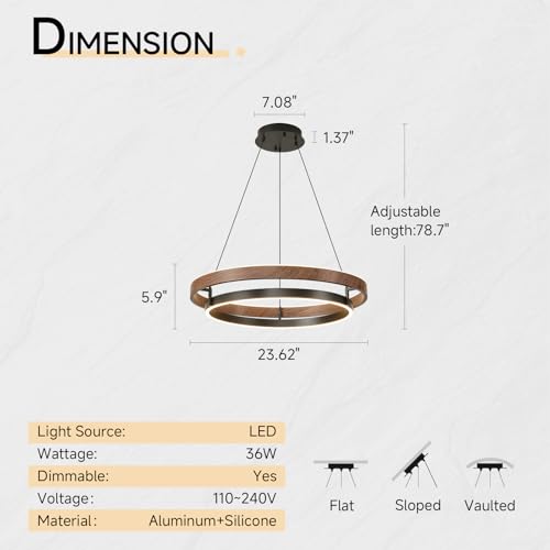 Wood Ring LED Chandelier