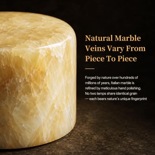 Natural Marble Cordless Touch Rechargeable Table Lamp Night Light (Golden Silk onyx)